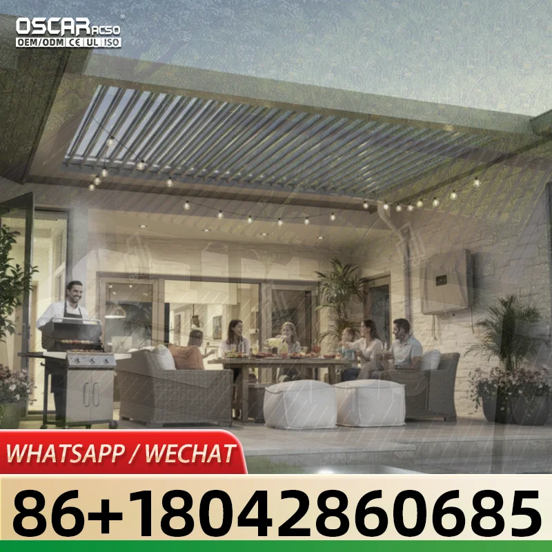 4x3 3x4 Motorized Electric Aluminium Outdoor Sides Roof Luxury Pergola for Backyards Patios Gardens in Western Regions pergola