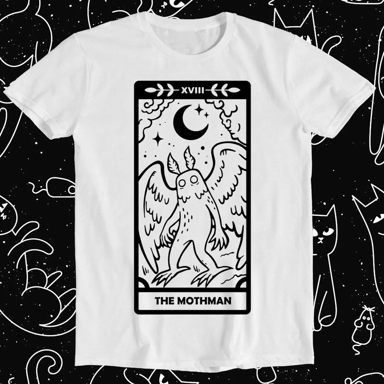 

The Mothman Tarot Card Legend Parody Retro Funny Art Drawing Gamer Cartoon Anime T Shirt