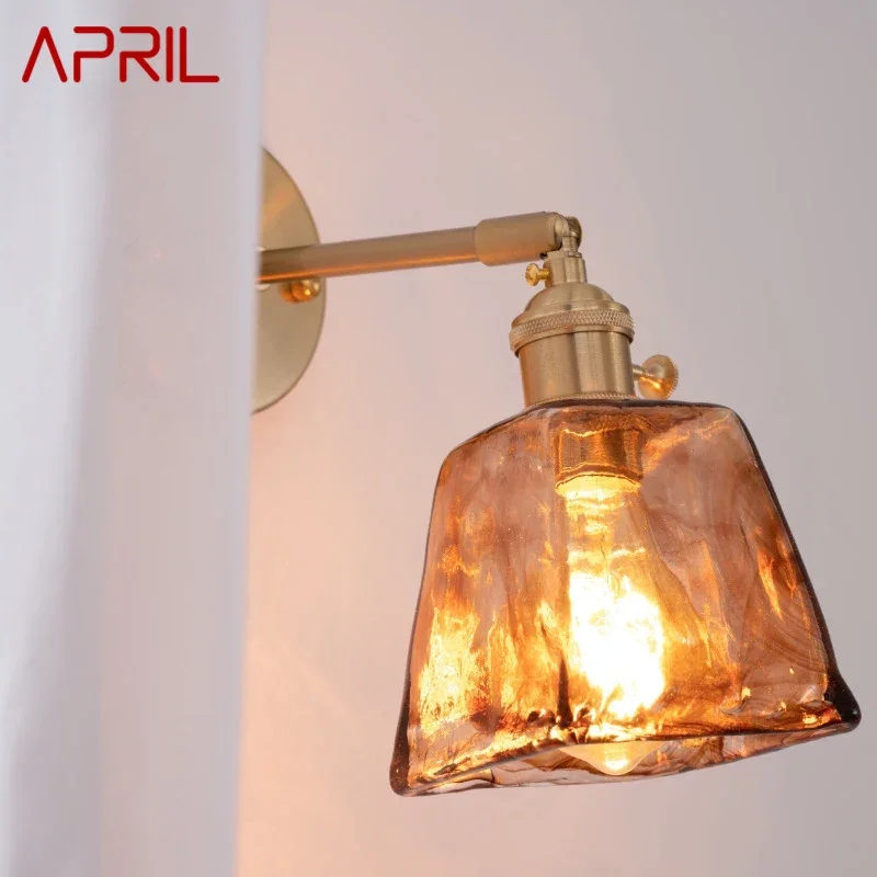 

APRIL Nordic Brass Wall Lamp Indoor Living Room Bedroom Bedside Lamp Modern Hotel Corridor Hallway Wall Lamp