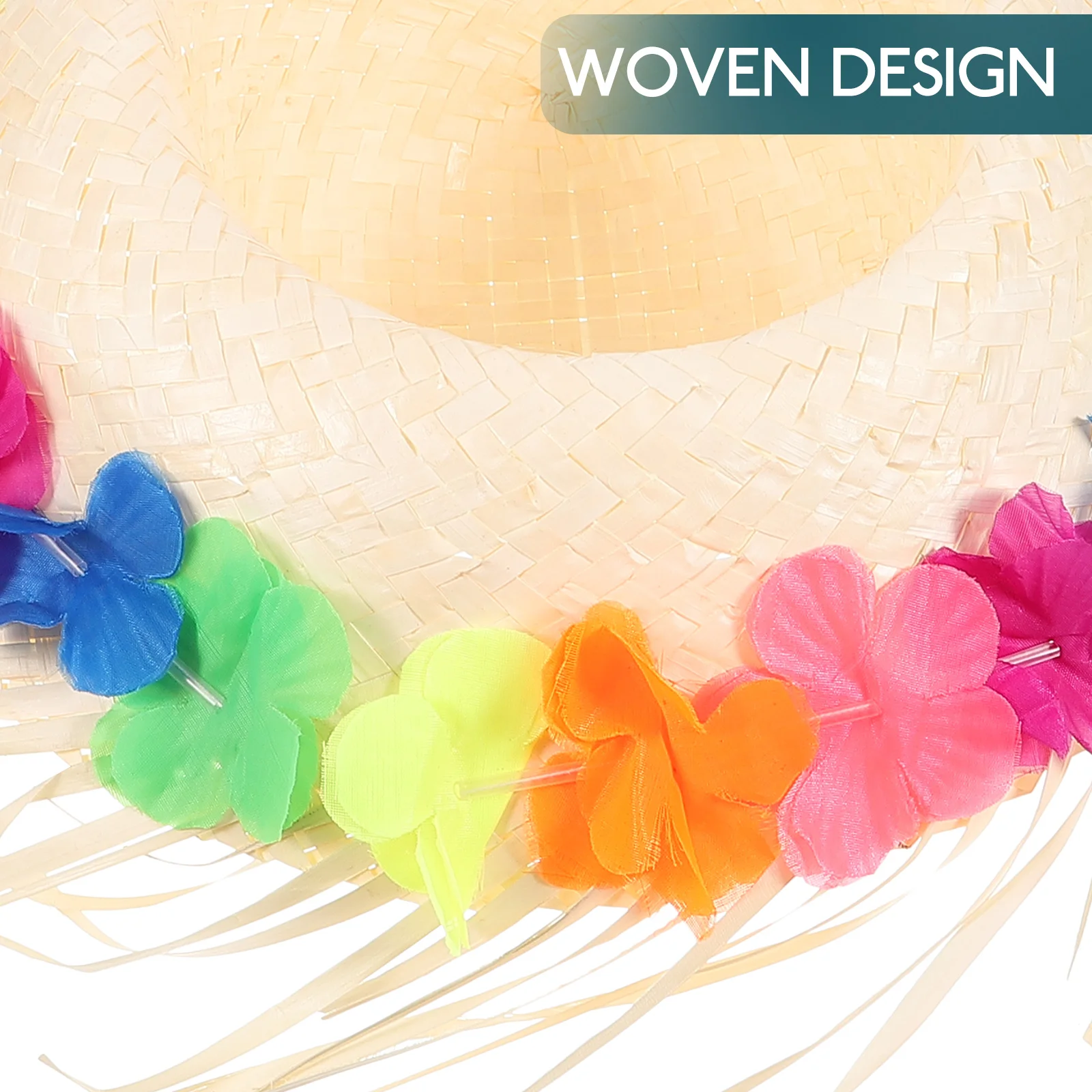 

Straw Chicken Coop Sunflower Wide Brim Beach Sun Hat Outdoor Activities White Decorative Hat Party