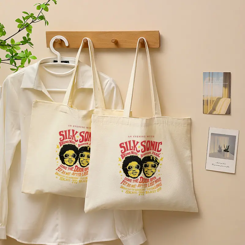 Shopping Bags Bruno Mars World Tour Canvas Tote Bag Large Capacity Multifunctional Shoulder Bag Fashion Men and Women Fan Gifts