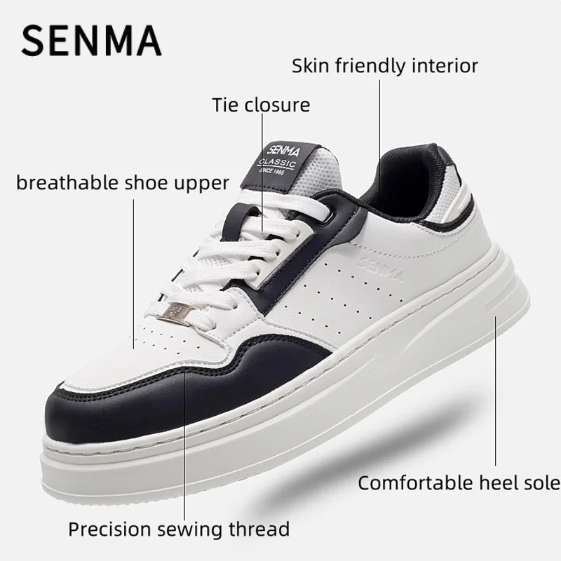 SENMA, zapatos informales de cuero para hombre, zapatos originales versátiles para parejas, zapatos deportivos ligeros de suela gruesa para mujer, Zapatillas de tenis