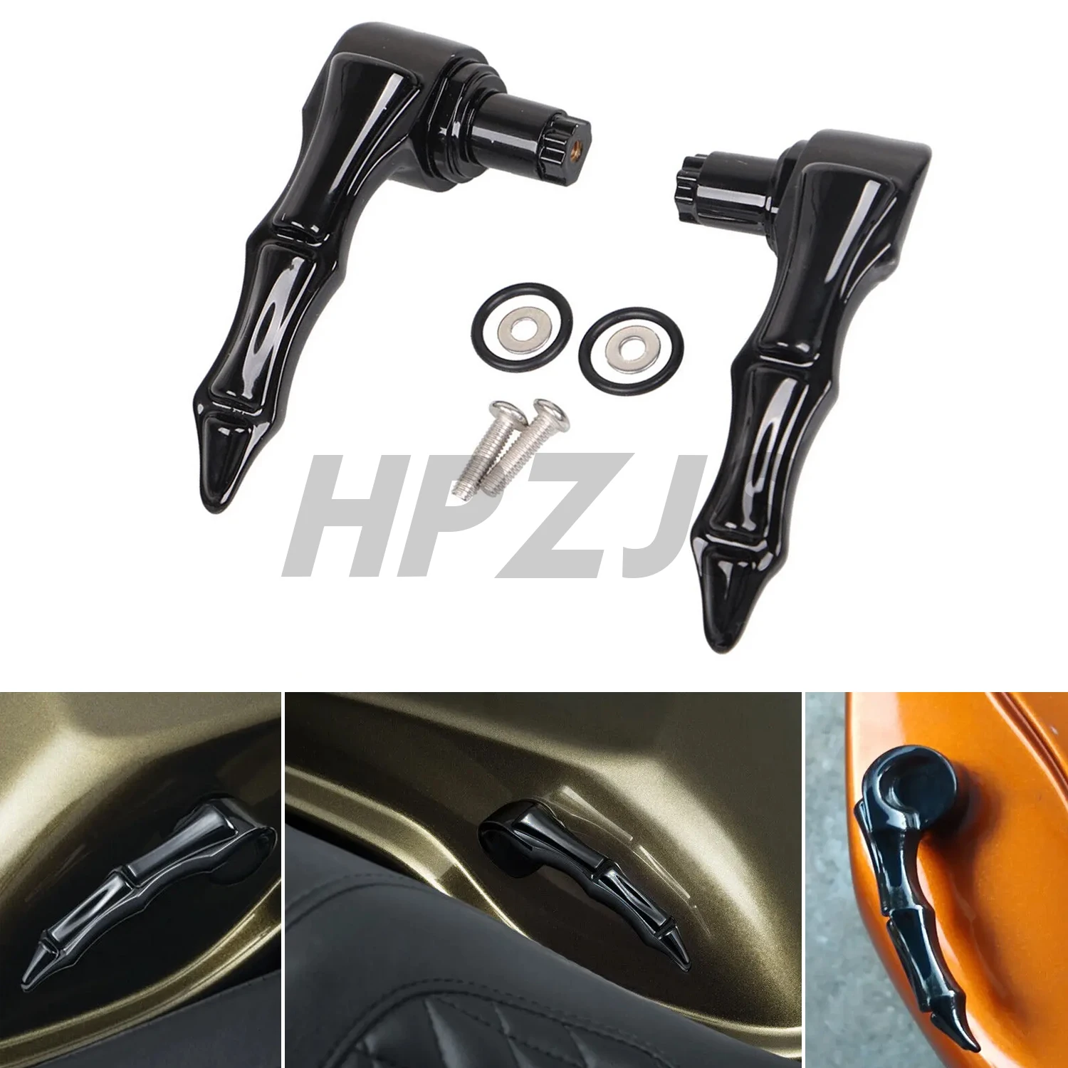 

Motorcycle Saddlebag Lid Lifters Latch Handle Lever For Harley Touring Road King Street Glide FLHR FLTRXS 2014-2023 Gloss Black