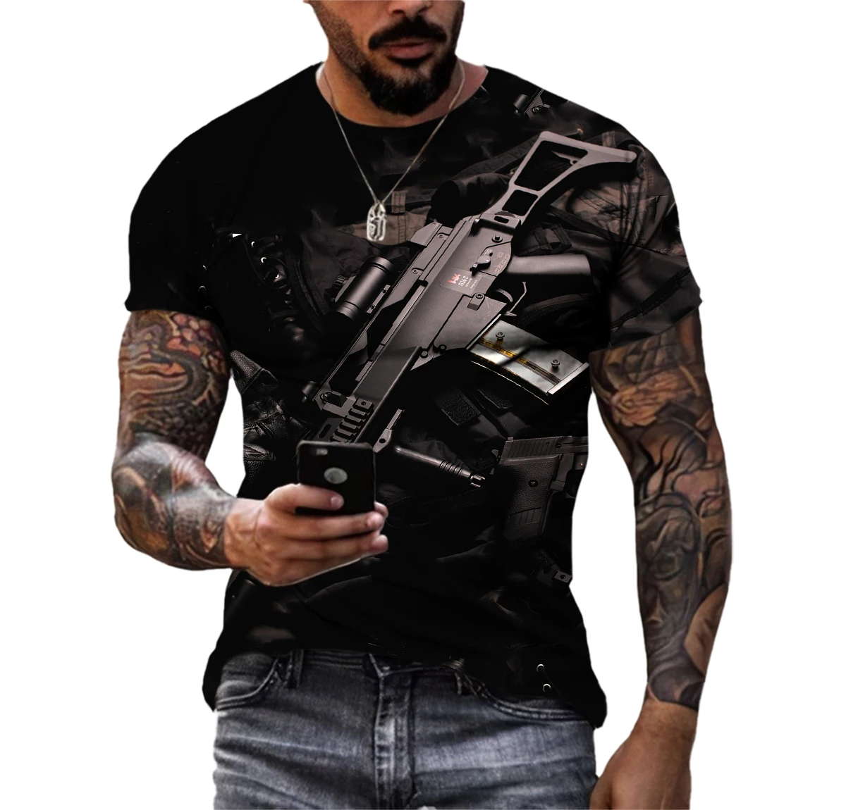 T Shirt For Men 3d Gun T Shirts Funny  Printed Streetwear Beretta Gun Tshirt Fashion Casual Short Sleeve Punk Gun Tops T-shirts