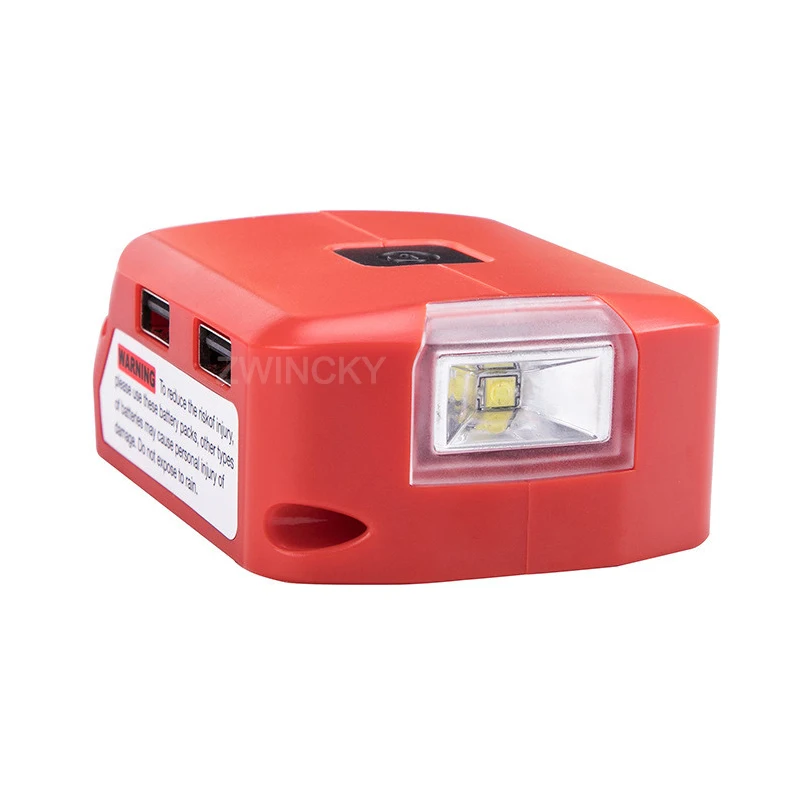 Imagem -05 - Adaptador de Bateria para Milwaukee Carregador Usb de Bateria 18v Fonte de Energia com Porta Usb Dupla dc 12v 2a Luz Led para Jaqueta Aquecida