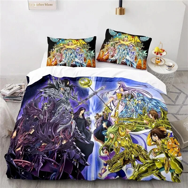 Anime Saint Seiya LOST CANVAS Bedding Set Duvet Cover Bed Set Quilt Cover Pillowcase Comforter king Queen Size Boys Adult