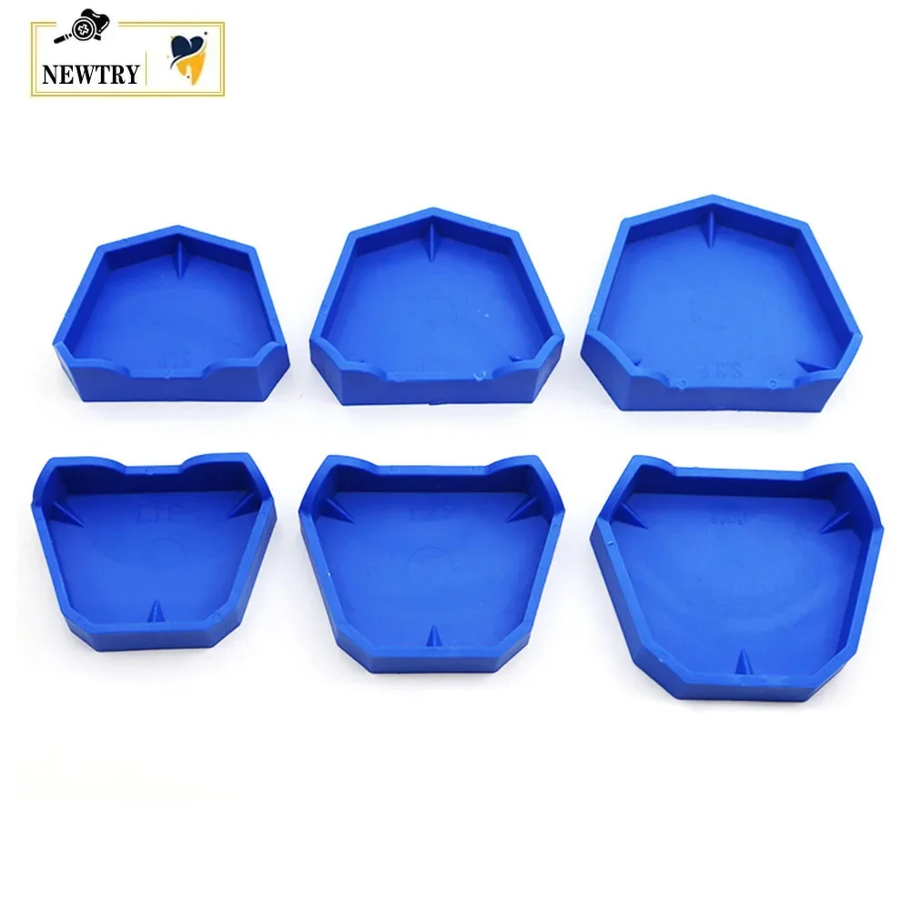 

6Pcs/set Dental Model Base Denture Plaster Mold Impression Tray S/M/L Silicone Rubber Dentistry Lab Upper Lower Jaw Former Base