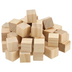 10pcs 25mm Wooden Blocks for Crafts, Unfinished Natural Pine Wood Cube Square Blocks for DIY Project, Crafts, Art, Home Decor