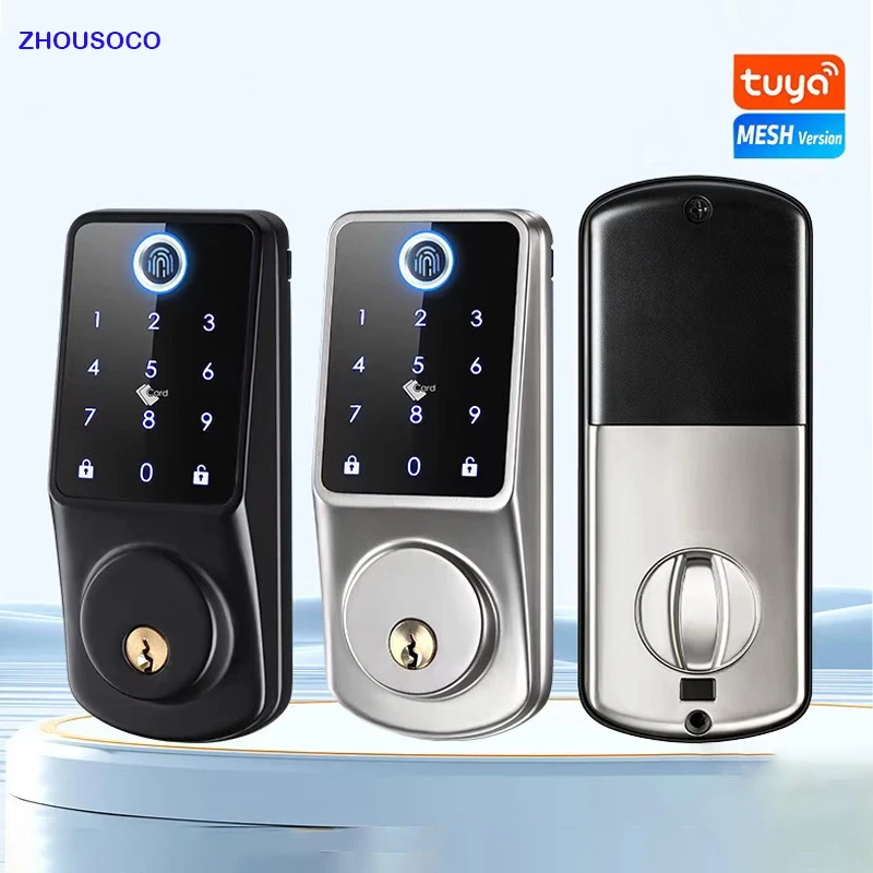 TUYA Wifi Fingerprint Smart Deadbolt Locks Biometric Digital Lock APP Password Card Keyless Entry Electronic Door Lock for Home