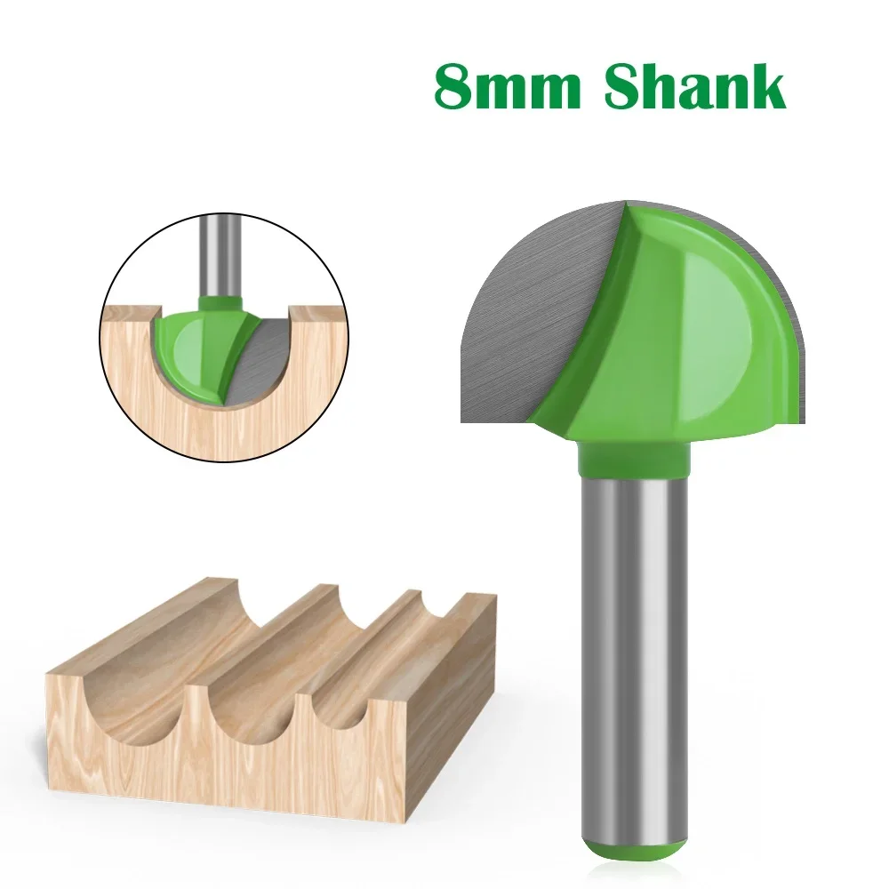 1pc 8mm Shank Ball Nose End Mill Round Nose Cove CNC Milling Bit Radius Core Box Solid Carbide Router Bit Tools