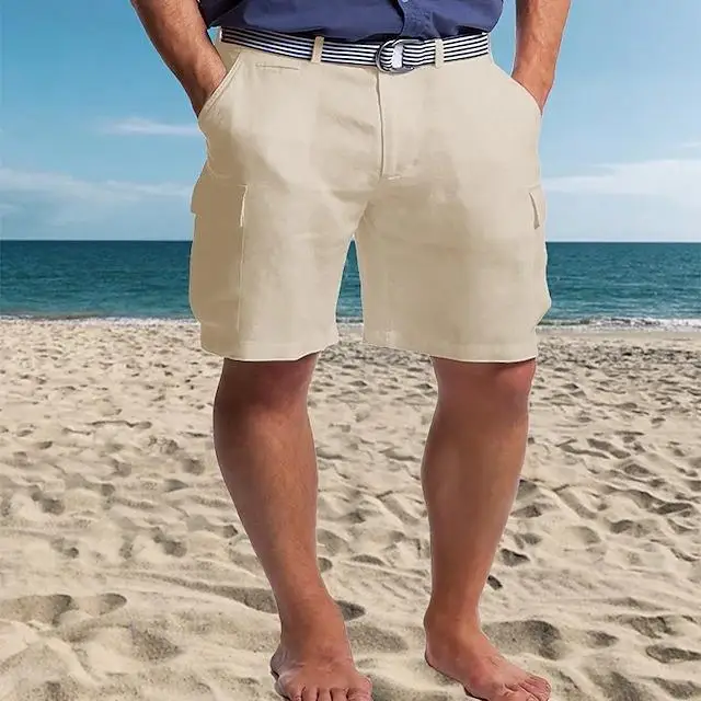 

Tall Men's Breathable Madou ket Straight Tube Cotton Linen Blend orts for Busin And Outdoor Wear Summer Season