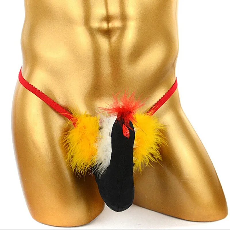 Men Sexy Brief Creative Cartoon Bird Breathable Thong Funny Nightclub Stage Fashion Underwear Sex Animals  Underpants