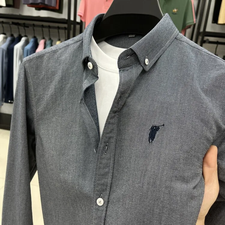 

New Paul Pure Cotton Long Sve irt Men's Spring Autumn Casual Ox Cloth irt Stand Fit Faion Urban Sle arp C...