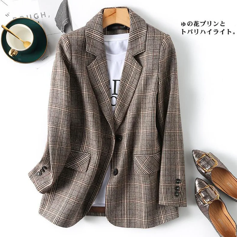 

The new Fashion style small suit loose casual jacket checkered small suit Korean version of the High quality of women's coats