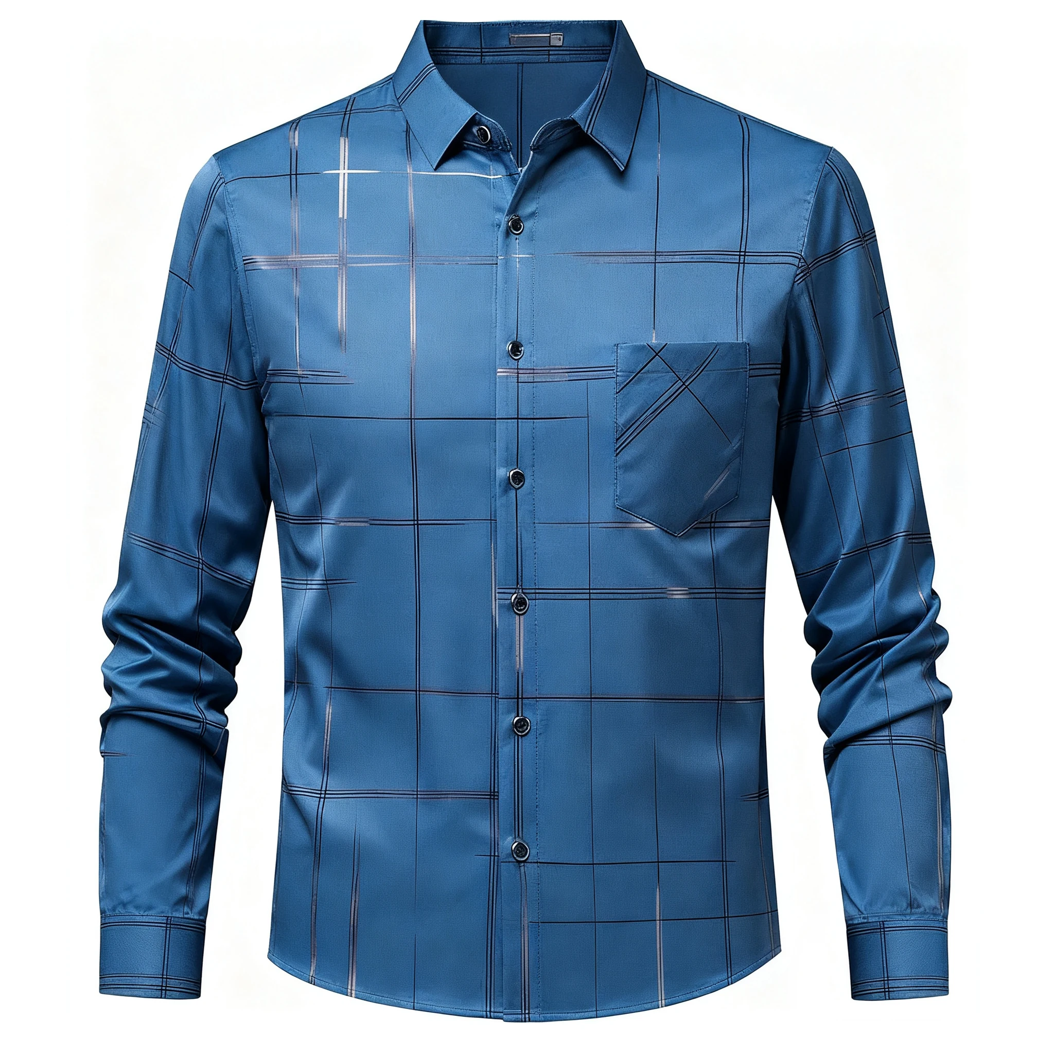 

Men's Dark Gray Plaid Checkered 3D Printed Shirt Simple Retro Business Casual Formal Wear Banquet Meeting Outer Shirt for Men