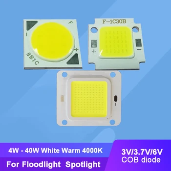 Ingang 3V 3,7V 6V 4W - 40W Warm wit 4000K LED COB-licht + vierkant substraat