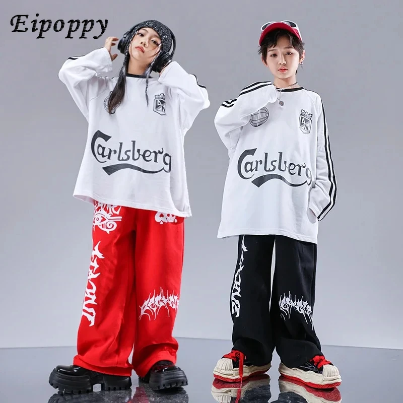 

Girls Hip Hop Graffiti Sweatshir Pants Boys Street Dance Clothes Sets