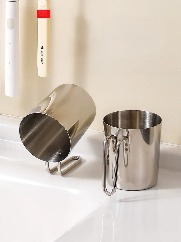 

Premium 304 Stainless Steel Toothbrush Cup Couple Toothpaste Holder Home Bathroom Creative Wash Cup Student Dormitory Use