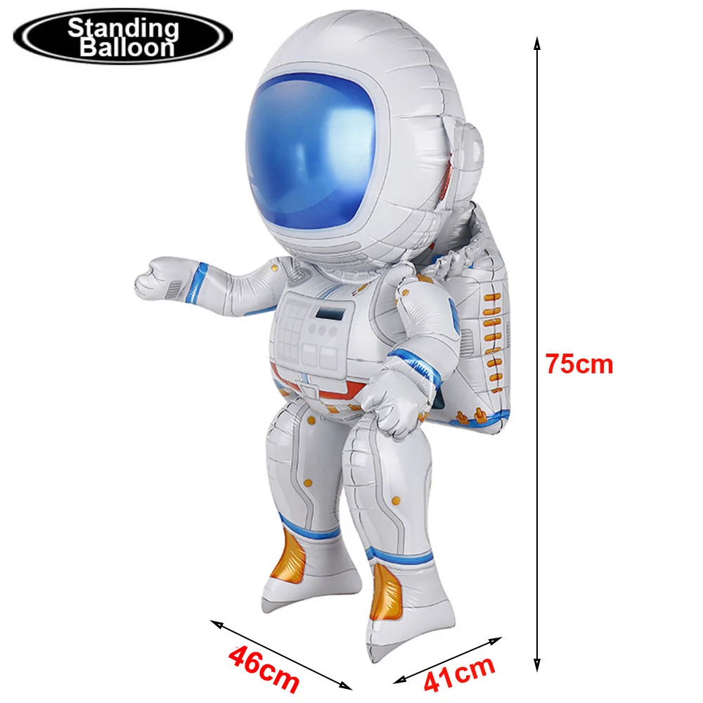 3D Rocket Balloon Self Standing Foil Balloon with Base Astronaut Balloon Rocket Balloon for Outer Space Party Decoration
