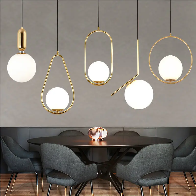 

Modern Glass Ball Pendant Lamps Milky White Nordic Art Decor Magic Bean Chandelier Hotel Living Room Bedroom Bar Hanging Lights