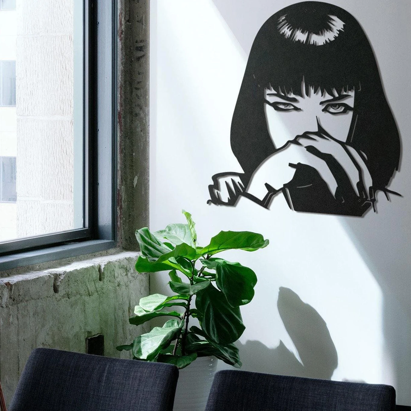 1PC Mia Wallace Metal Wall Sculpture - Black Home Decor Wall Art - Wall Decorations for Living Room Modern, Bedroom, or Bathroom