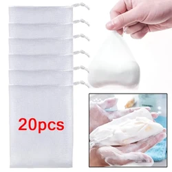 10PCS Foaming Net Facial Cleanser Soap Mesh Bag Body Wash Foaming Mesh Bag Drawstring Bag Foam Net Household Cleaning Supplies