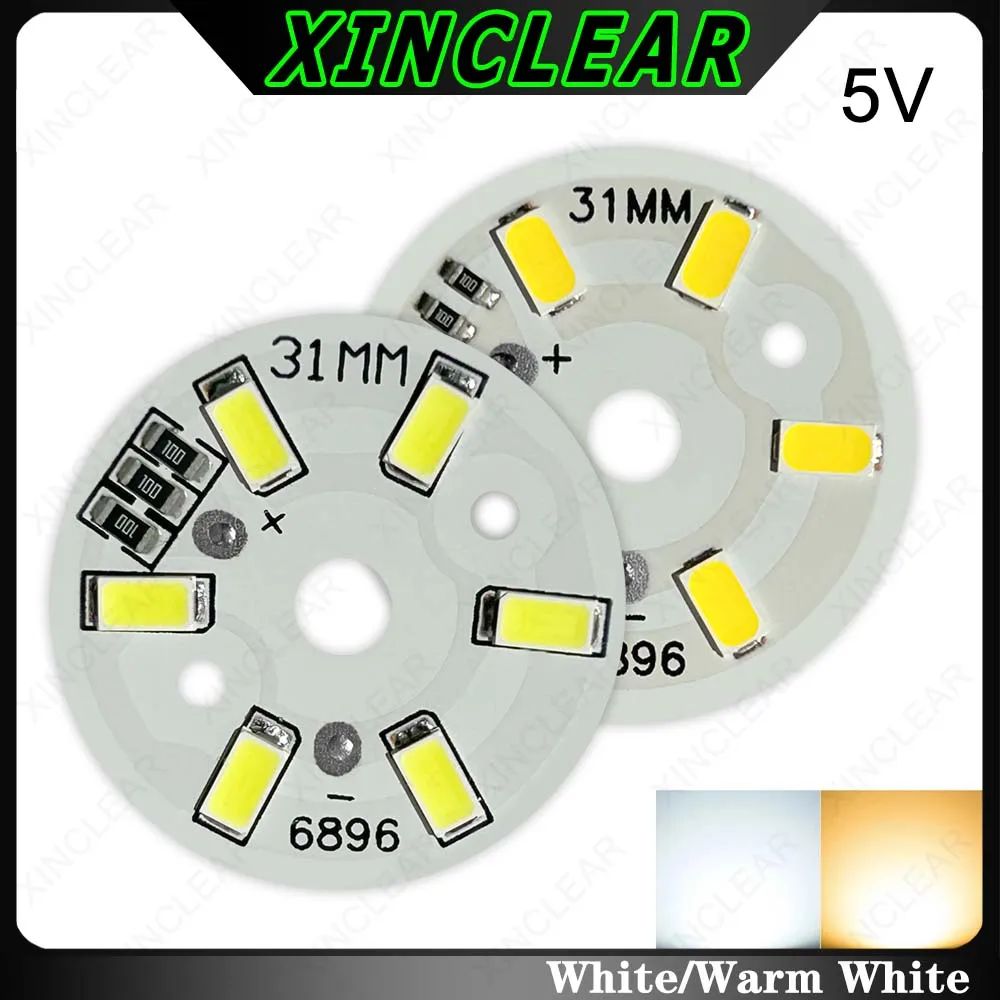 10ชิ้นความสว่างสูงไฟLEDคณะกรรมการ3วัตต์สีขาวอบอุ่น5โวลต์เส้นผ่านศูนย์กลาง31มิลลิเมตรSMD 5730ลูกปัดคณะกรรมการ+ 2เข็มลวดสำหรับDIYหลอดไฟรอบเปลี่ยนแหล่งกำเนิดแสง