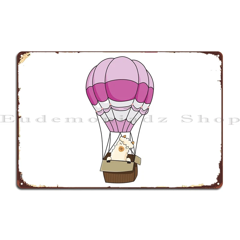 Alpaca Cute Air Balloon Metal Sign Retro Home Decoration Customize Plaques Tin Sign Poster