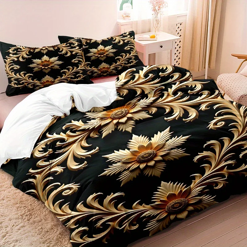 

3pcs Minimalist Modern Art Style 3D Carved Pattern Down Comforter Set (1 * Comforter Cover + 2 * Pillowcases, Excluding Core)