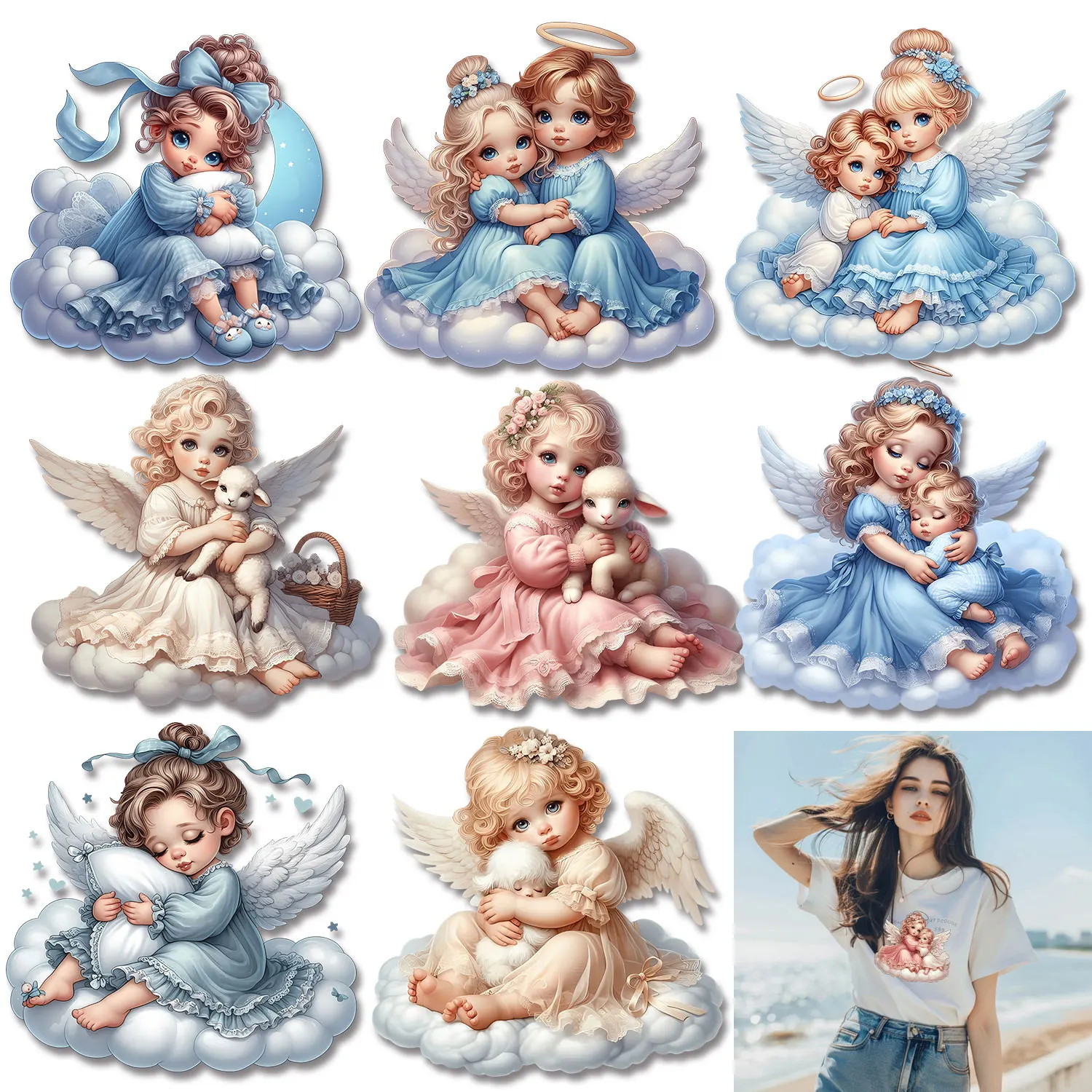 Cute Girl Beautiful Angel Playful Sticker Iron on Picture on Clothes Perfect for DIY Custom Clothing Vibrant