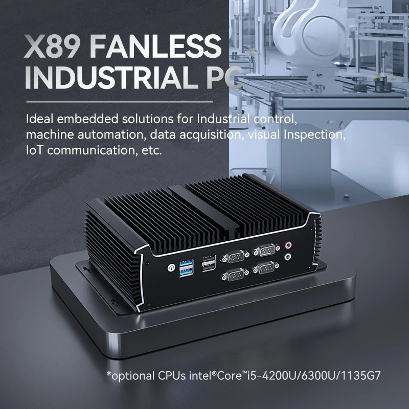 XCY X89 산업용 IPC 팬리스 미니 PC 인텔 I7-1165G7 6개 COM 포트 RS232 RS485 2개 미니 PCIe WiFi SIM 4G LTE CAN-버스 윈도우 리눅스 썸네일 2