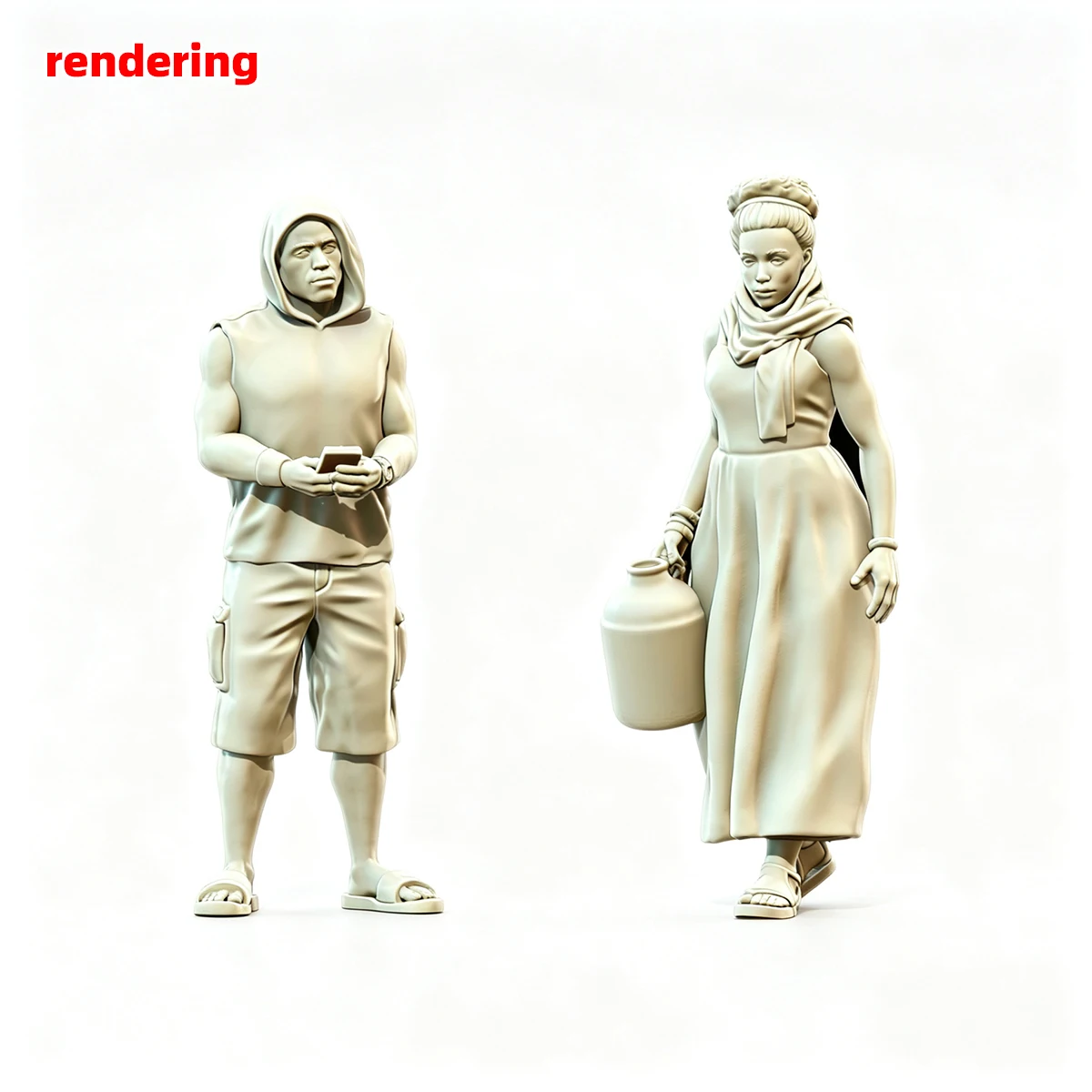 1/35 1/43 1/48 1/64 1/72 1/87 HO Maßstab Modellbausatz 3D Harz Miniatur Soldatenfiguren Diorama Unbemalt Zivilisten aus dem Nahen Osten DIY – Detail 6