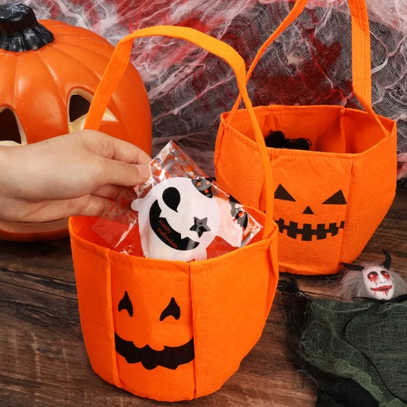 Halloween Non-woven Three-dimensional Portable Pumpkin Goodie Bag Pack Gifts Kids Top-Handle Bags Party Performance Property