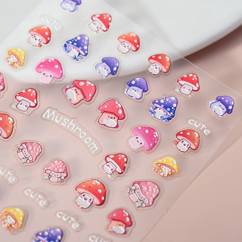 1 sztuk Kawaii ciasto niedźwiedź miłość naklejka do paznokci 5D tłoczona galaretka grzyb królik samoprzylepna naklejka japońskie części do dekoracji paznokci
