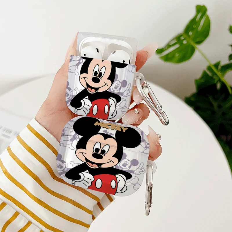 ديزني ميكي حقيبة سماعة الاذن ل Airpods 1/2 3 4 برو الكرتون بولي TPU سماعة لاسلكية تعمل بالبلوتوث للصدمات الغطاء الواقي مع هوك الهدايا