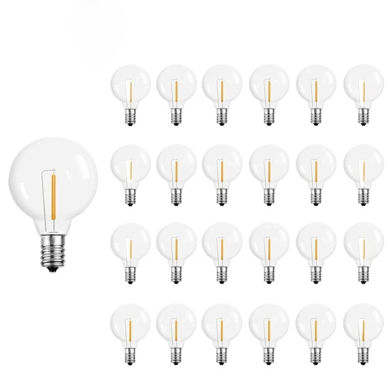 1-25PCS LED 1W E12 Warm White 2700K Filament G40 Ready Bulb European US Standard Decoration 110V 220V Light String Replacement