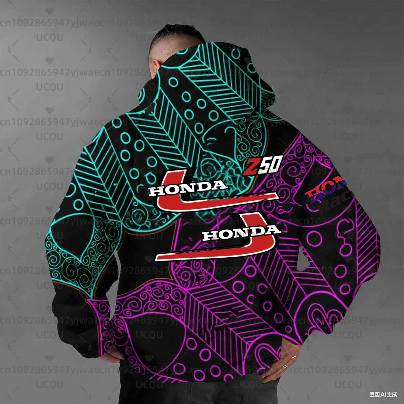 

Tie-dye Honda 3D Print Motorcycle Jersey Hooded Hoodies Riding Dirt Bike and Mountain Racing Men's Women's Armored Hoodie