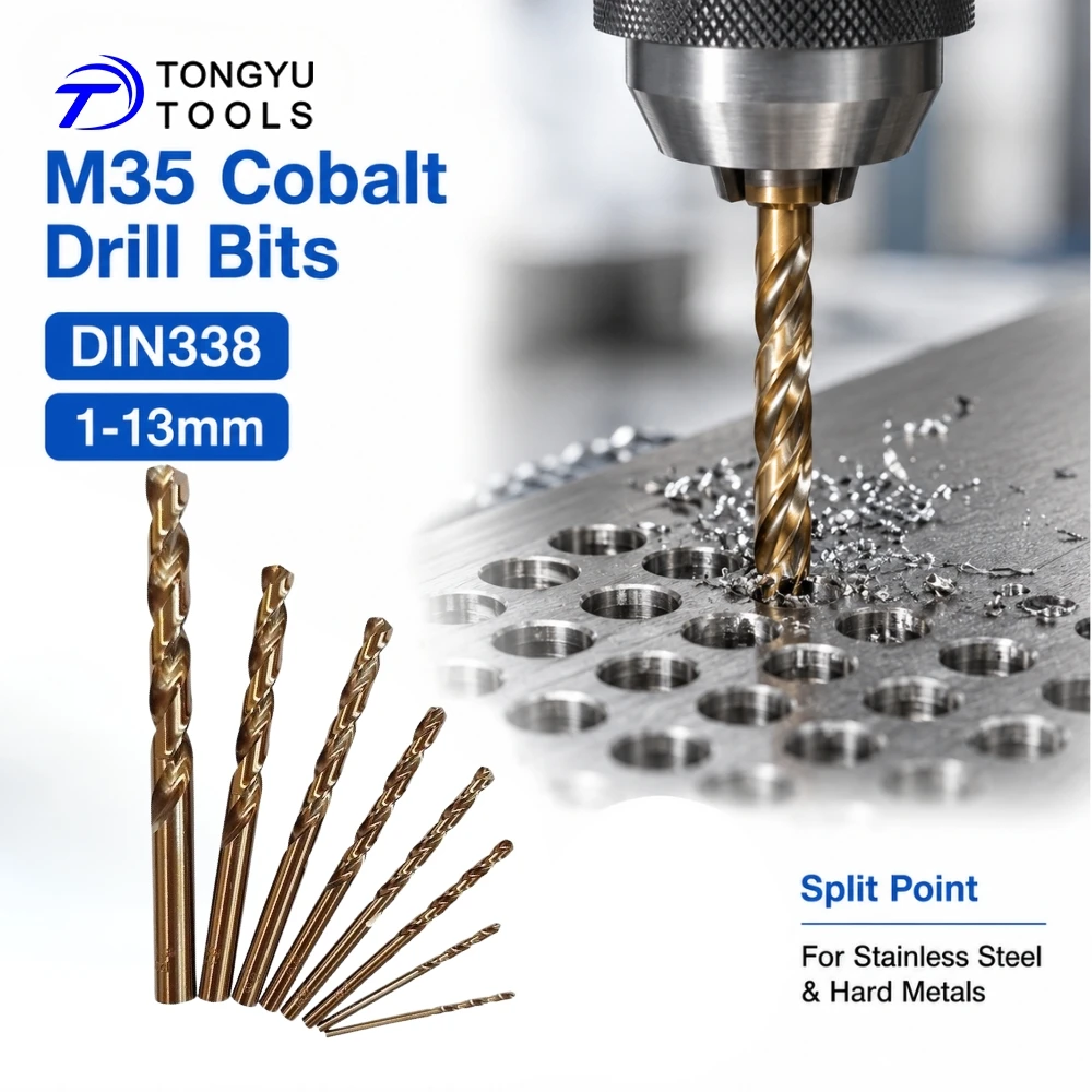 M35 Cobalt Drill Bit 1-13mm DIN338 HSS Co5% Split Point Jobber Twist Bits for Stainless Steel Hard Metal