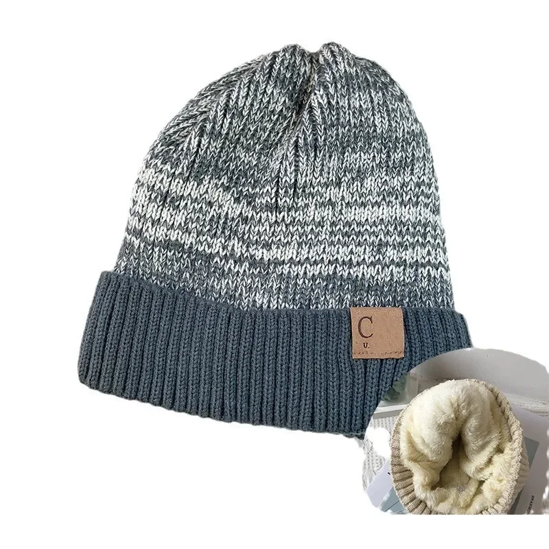 New Unisex Winter Knit Hats Lined Men Women Warm Casual Hats Skiing Cycling Ear Cap Fashion Color Matching Knitted Hat