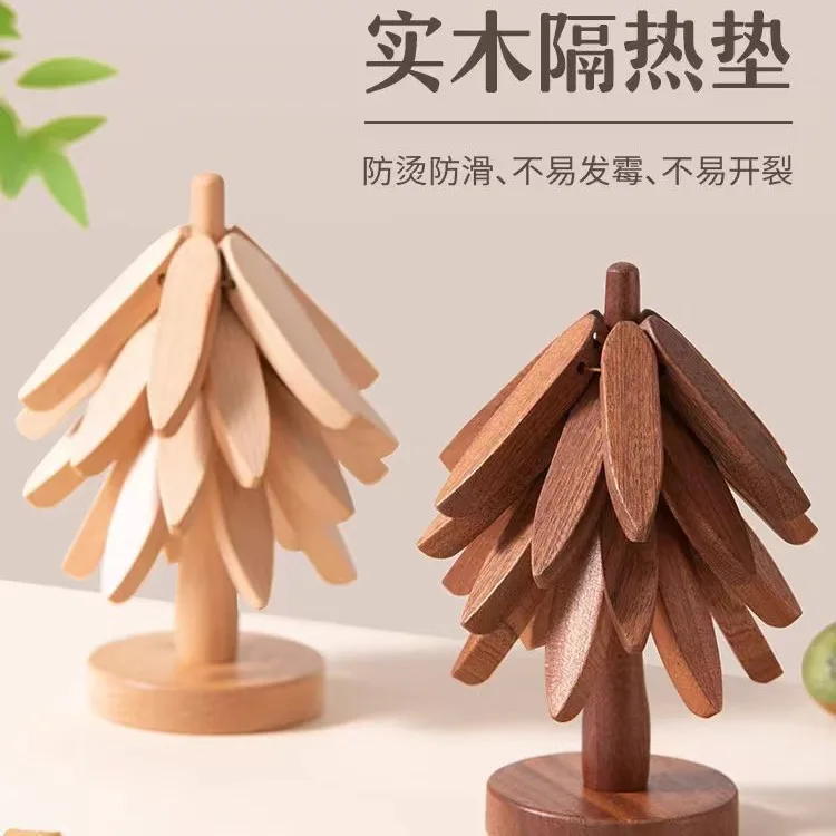

One Tree Beech Wood Ornament Insulated Dining Table Mat Anti-scalding High Temperature Pot Mat Coaster Household Bowl Mat