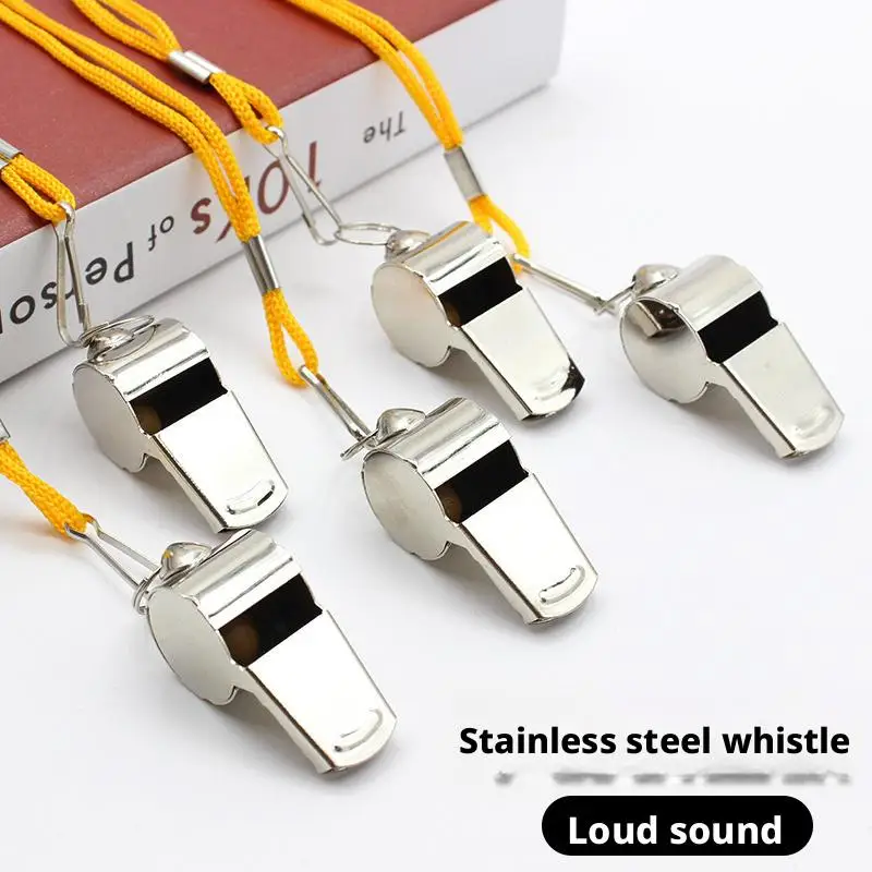 

Stainless Steel Whistle With Lanyard Professional Super Loud Whistle Soccer Football Basketball Cheerleading Tool