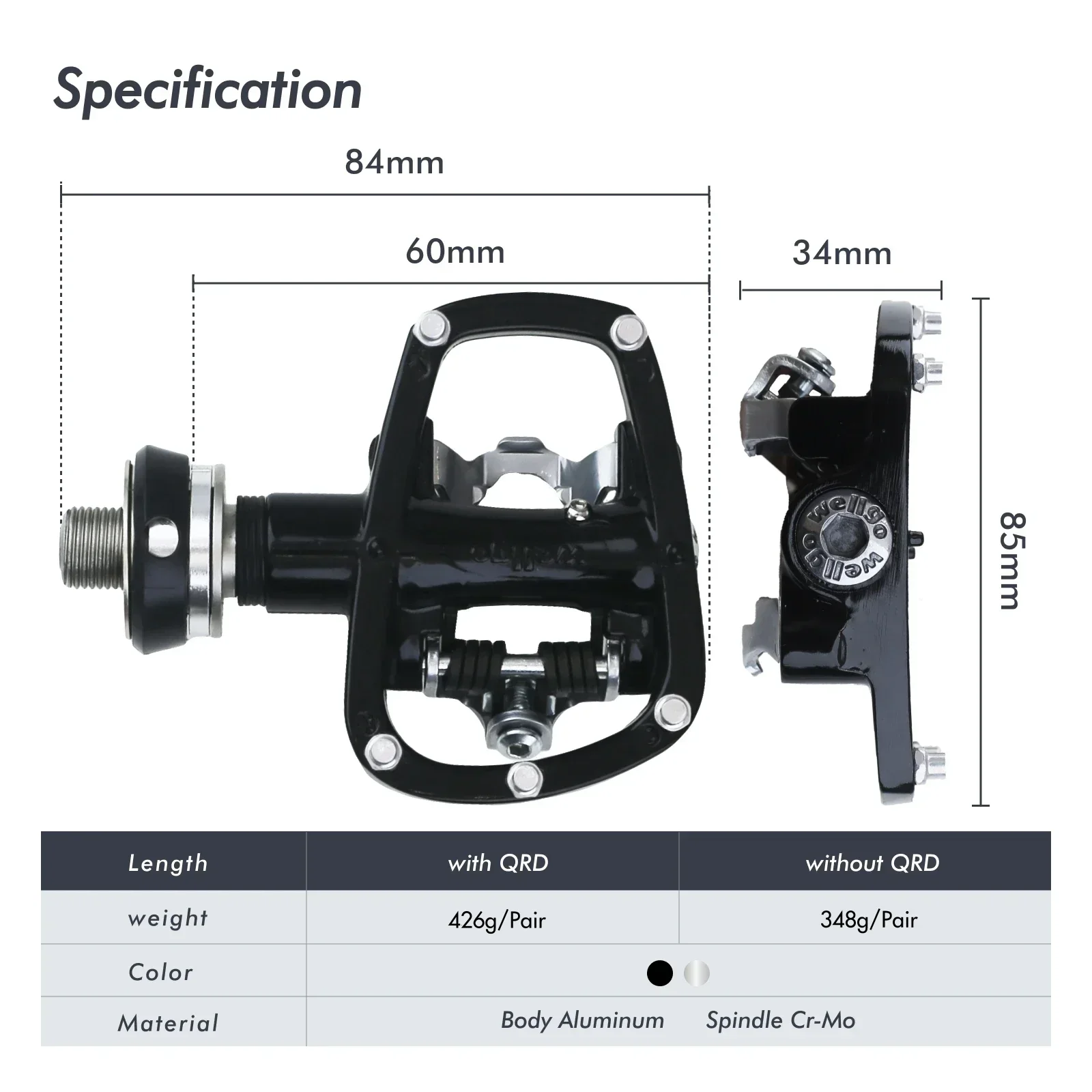 Wellgo Pedal Quick Release Device R120B QRD QRD3 Mountain Bike Road Pedal MTB Bearing Cleats Self-locking Ultralight Pedals