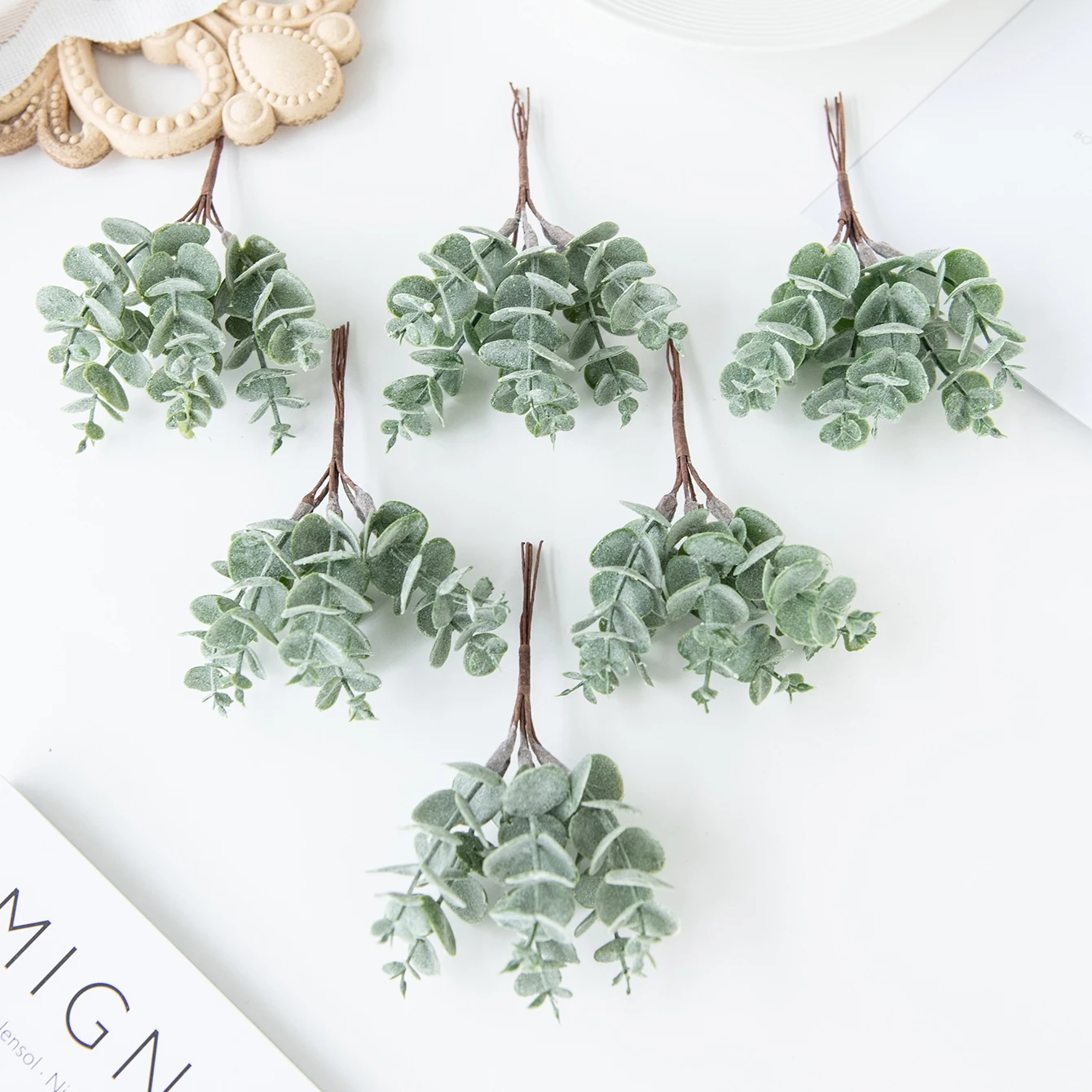 1/5pcs Artificial Plants Eucalyptus Leaves Plastic Flower Festival Decoration Home Table Outdoor Garden Wedding Party Wreath Diy