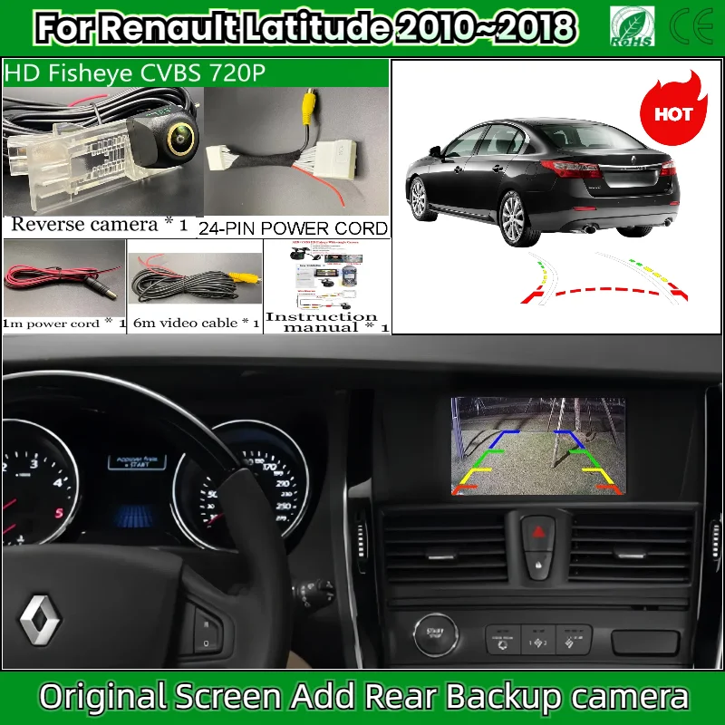 Rear View Camera For Renault Latitude 2010~2018 OEM Screen Add Backup Reverse Camera HD Night Vision