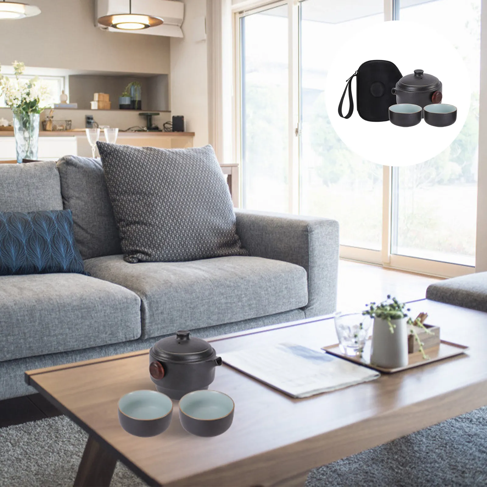 

Портативный дорожный набор для чаепития Кунг-фу: 2 чашки, 1 чайник, складная конструкция, термоизоляция, фильтр, сумка для хранения – для дома и путешествий