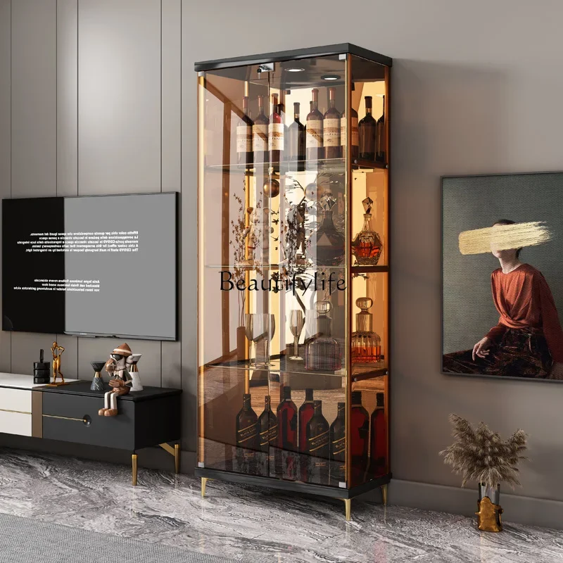 

yj32 Light Luxury Wine Cabinet Modern Minimalist Living Room Household Glass Door Display Cabinet High-End Atmosphere