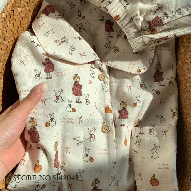 

Новый комплект женской домашней одежды из 2 предметов: пижама и брюки, 100% хлопок, с длинным рукавом, свободный крой, повседневная женская одежда для сна и дома