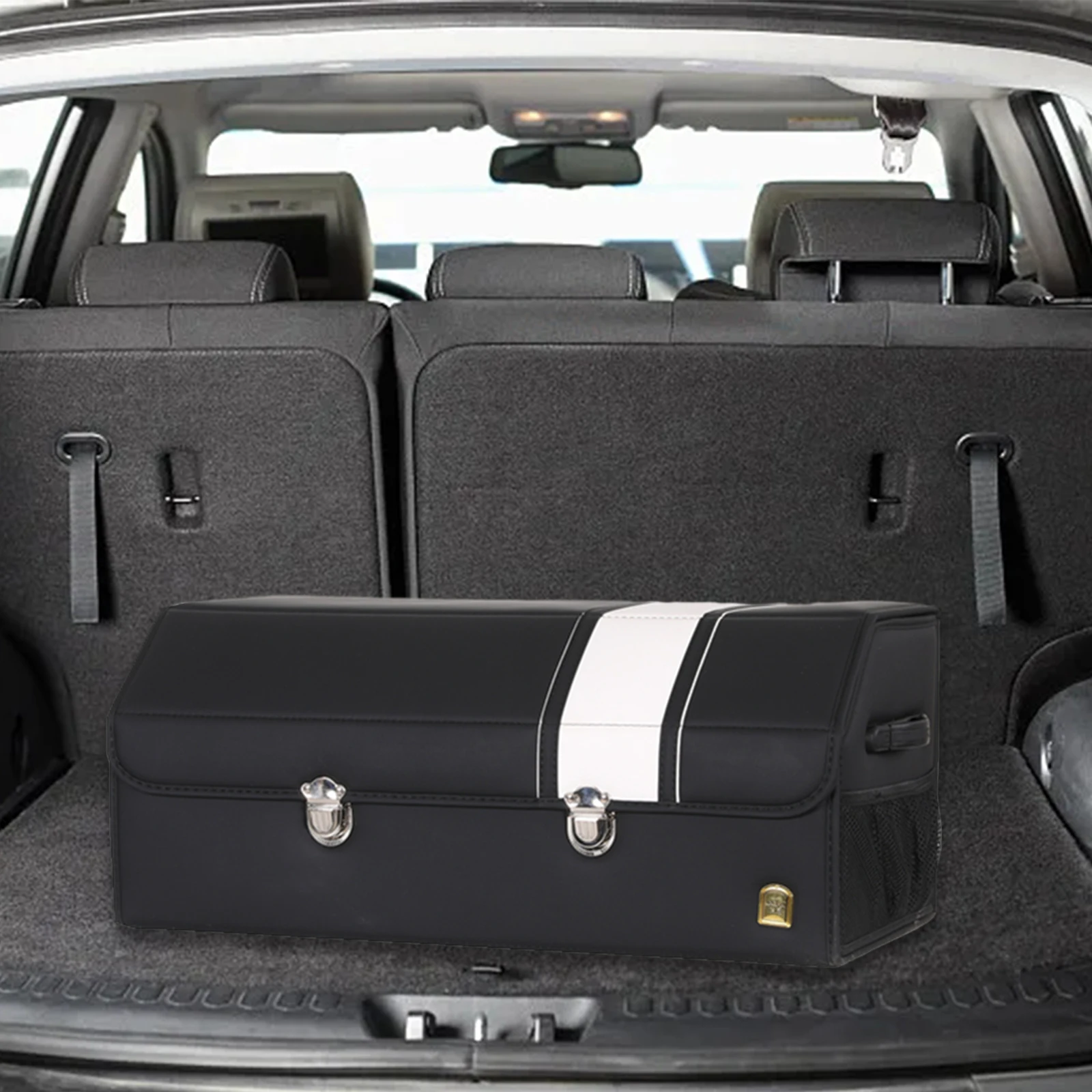 Car Trunk Organizer Side Pockets Saving Space Leather Storage Box Large Capacity Multifunctional Folding Storage Bags Car Access