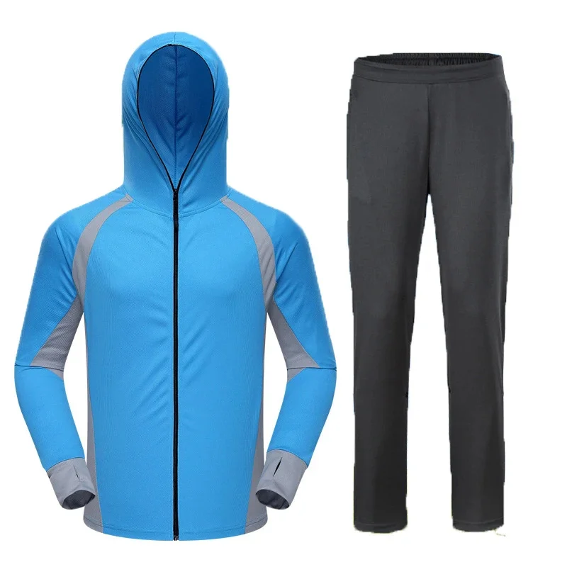 Roupa de pesca anti-UV masculina, secagem rápida, terno anti-mosquito respirável, bolso com zíper, clássico, verão