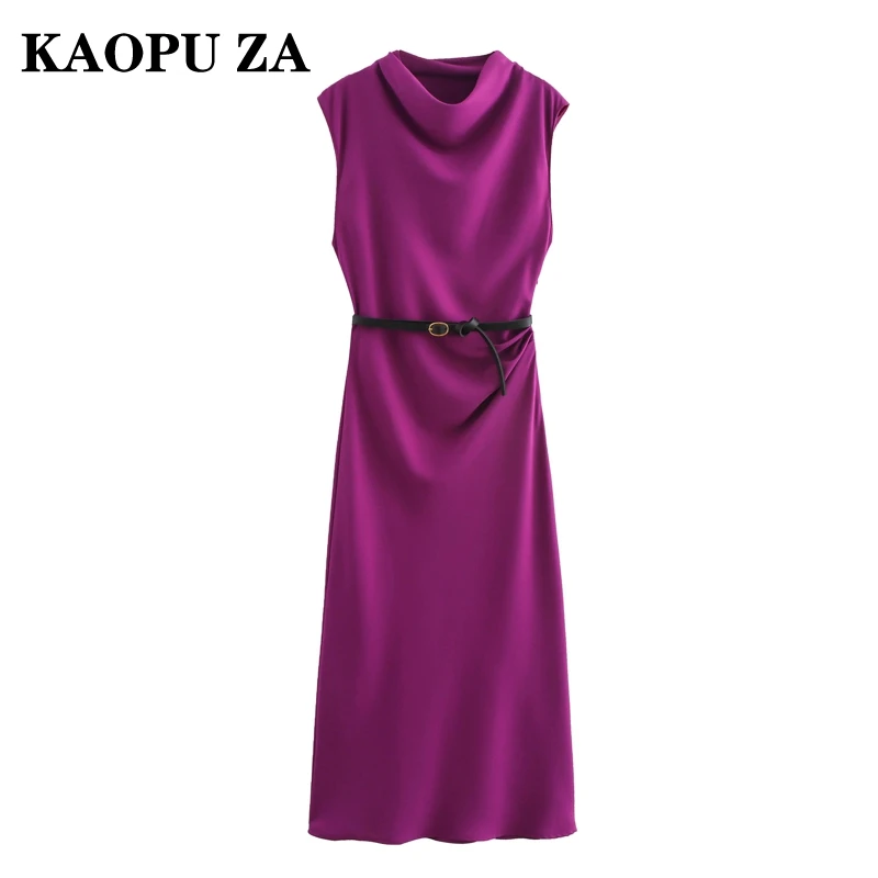 KAOPU ZA-Vestido de festa de cetim feminino sem mangas, preto e vermelho, novo, verão, 2022